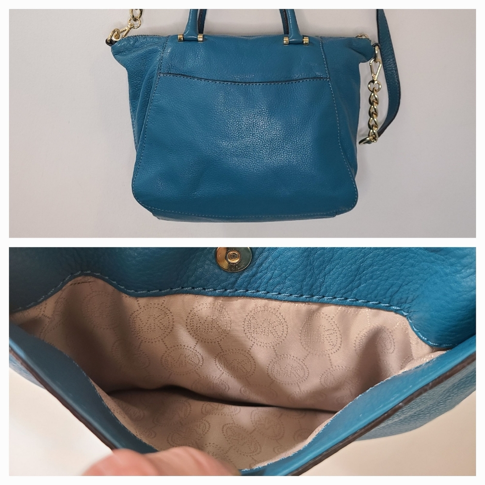 Michael Kors Large Fulton TZ Pebbled Leather Satchel in Deep Turqouise - Picture 7 of 16